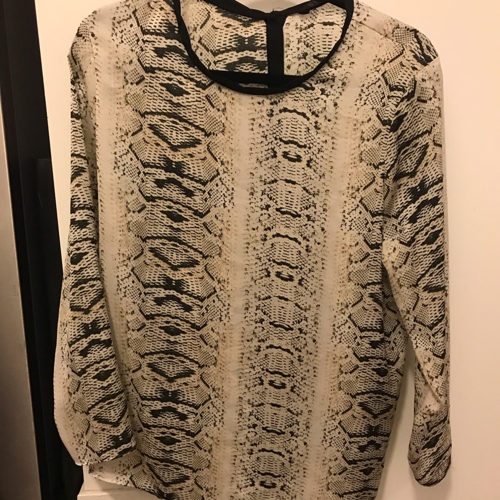 Zara silk like animal print blouse